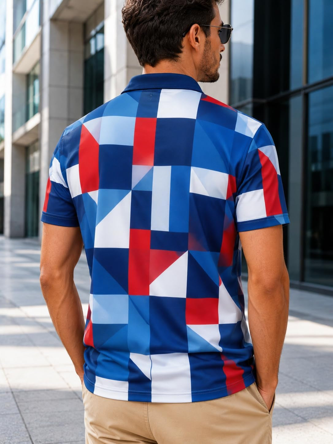 Mens Golf Polo Shirt Short Sleeve Print Patterns with Pocket | Dry Fit, Moisture Wicking, Performance, Daily Casual，Business