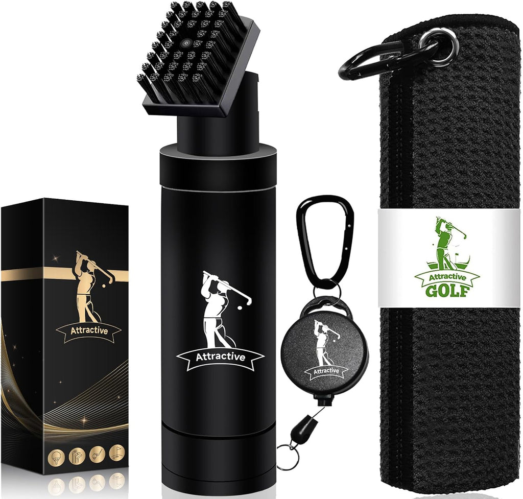 Golf Club Cleaner Set, Includes Golf Water Brush and Waffle Pattern Golf Towel. Golf Club Brush/Golf Accessories for Men/Golf Gifts