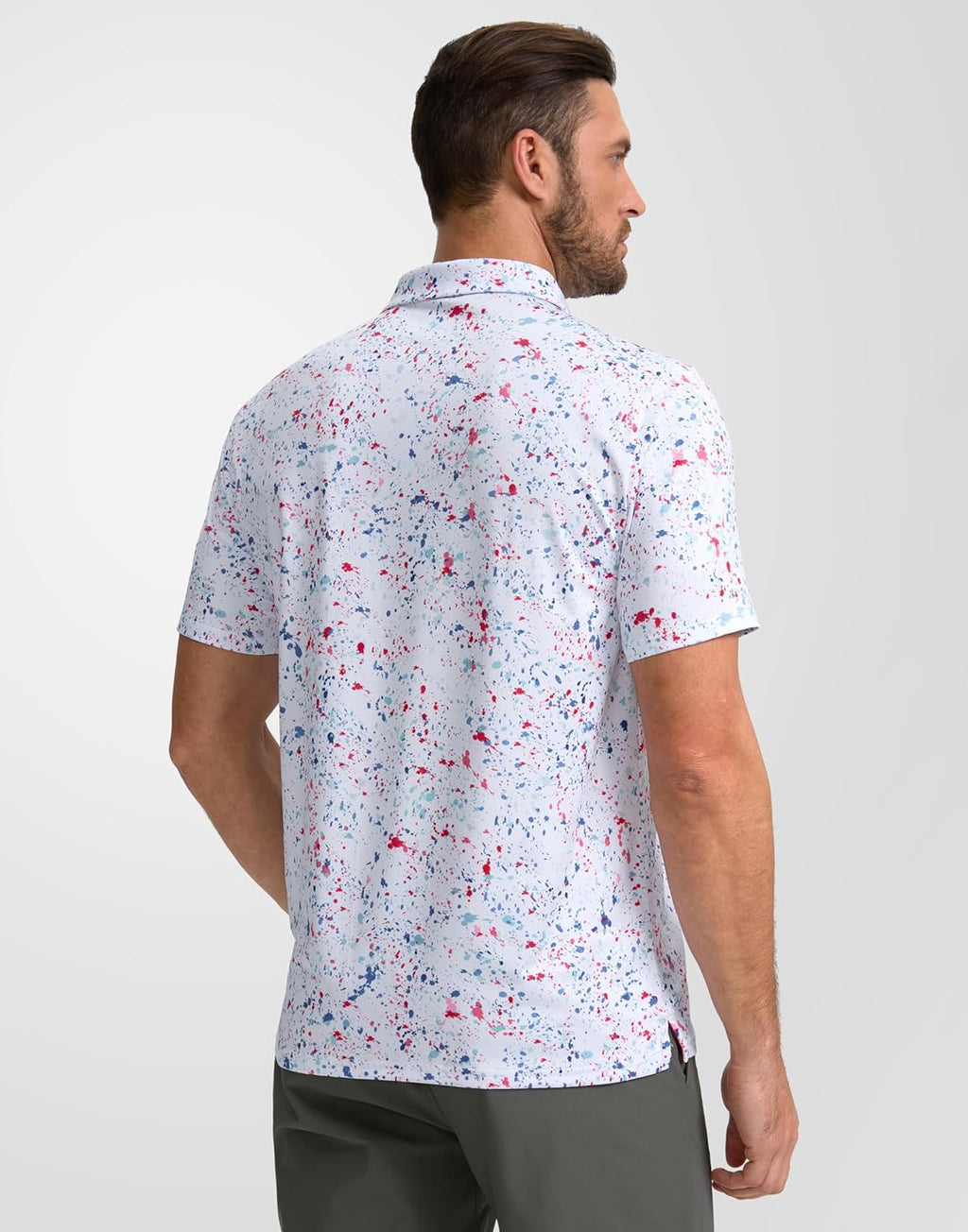 Mens Golf Polo Shirts Short Sleeve Dry Fit Performance Moisture Wicking Casual Print Collared Golf Shirts for Men