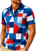 Mens Golf Polo Shirt Short Sleeve Print Patterns with Pocket | Dry Fit, Moisture Wicking, Performance, Daily Casual，Business