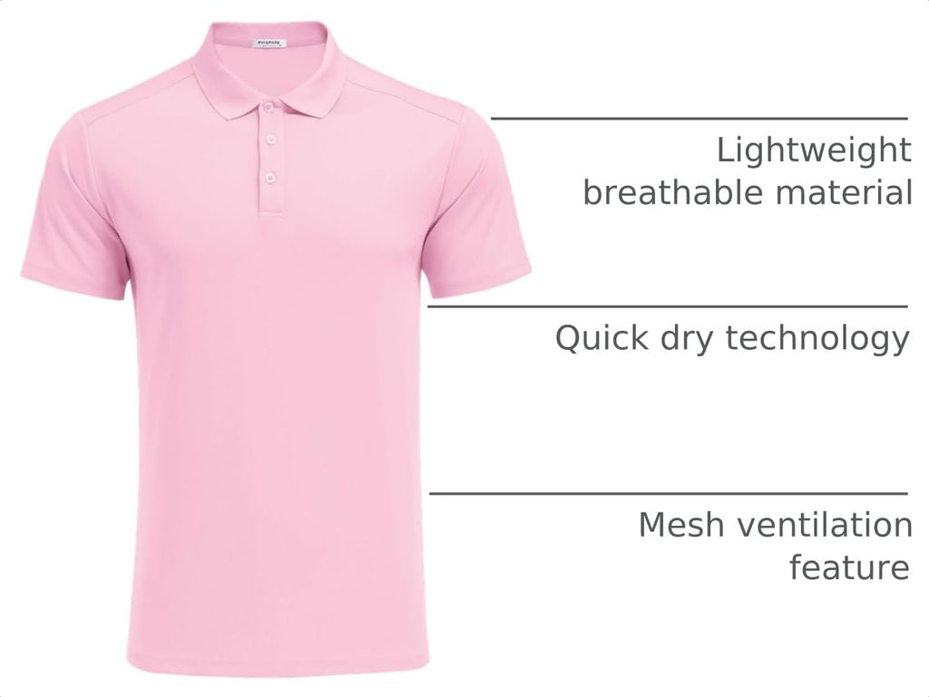 Men'S Golf Polo Shirts Moisture Wicking Quick Dry Performance Short Sleeve Collared Shirt Slim Fit Athletic Polos