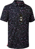 Mens Golf Shirt Short Sleeve Moisture Wicking Performance Daily Casual Print Patterns Collared Golf Polo Shirts for Men