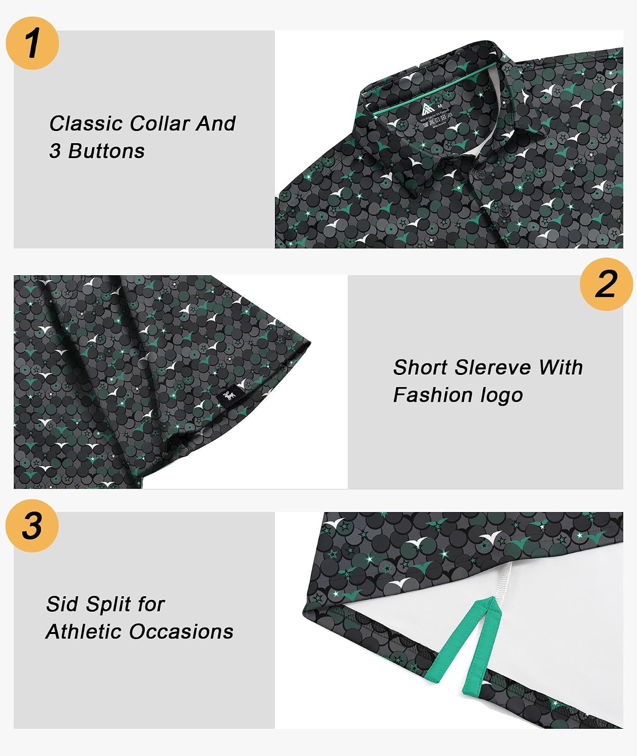 Men'S Moisture Wicking Performance Collared Short Sleeve Golf Shirt