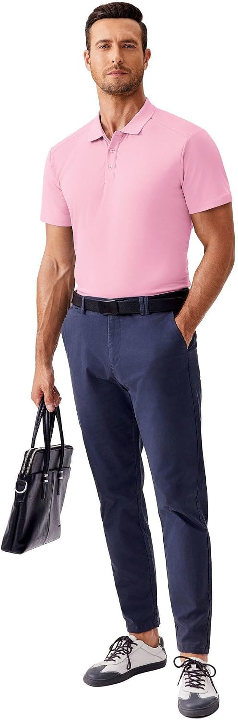 Men'S Golf Polo Shirts Moisture Wicking Quick Dry Performance Short Sleeve Collared Shirt Slim Fit Athletic Polos