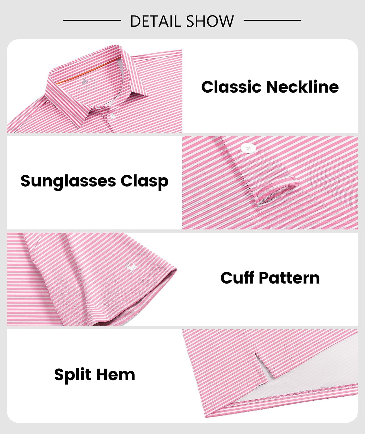Men Golf Polo Shirts Short Sleeve Striped UPF 50+ Moisture Wicking Casual Collared Print T-Shirt for Men