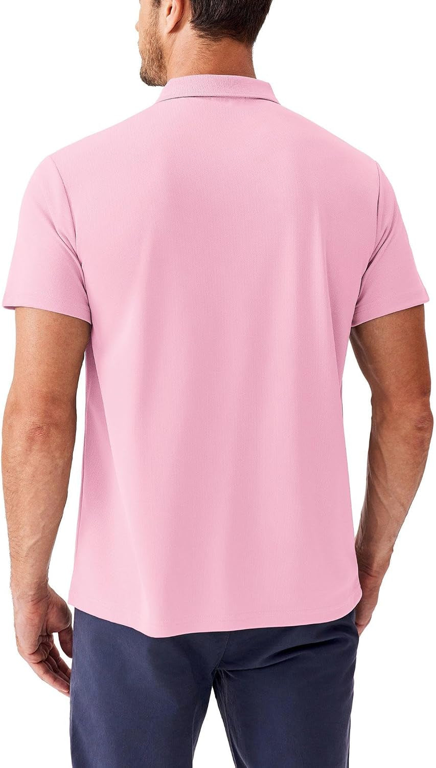 Men'S Golf Polo Shirts Moisture Wicking Quick Dry Performance Short Sleeve Collared Shirt Slim Fit Athletic Polos