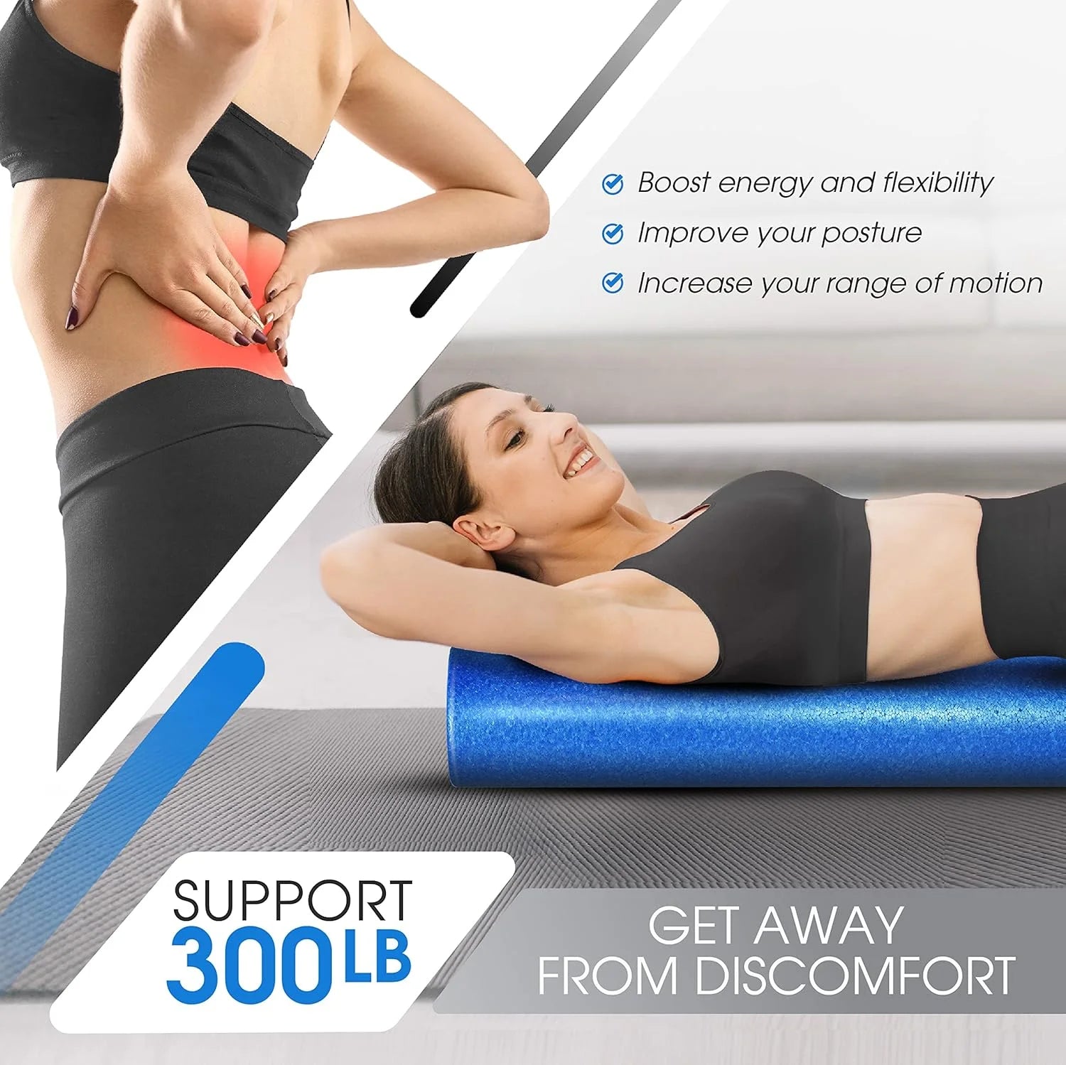 36Inch Exercise Foam Roller EPP Blue