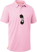 Men Golf Polo Shirts Short Sleeve Striped UPF 50+ Moisture Wicking Casual Collared Print T-Shirt for Men