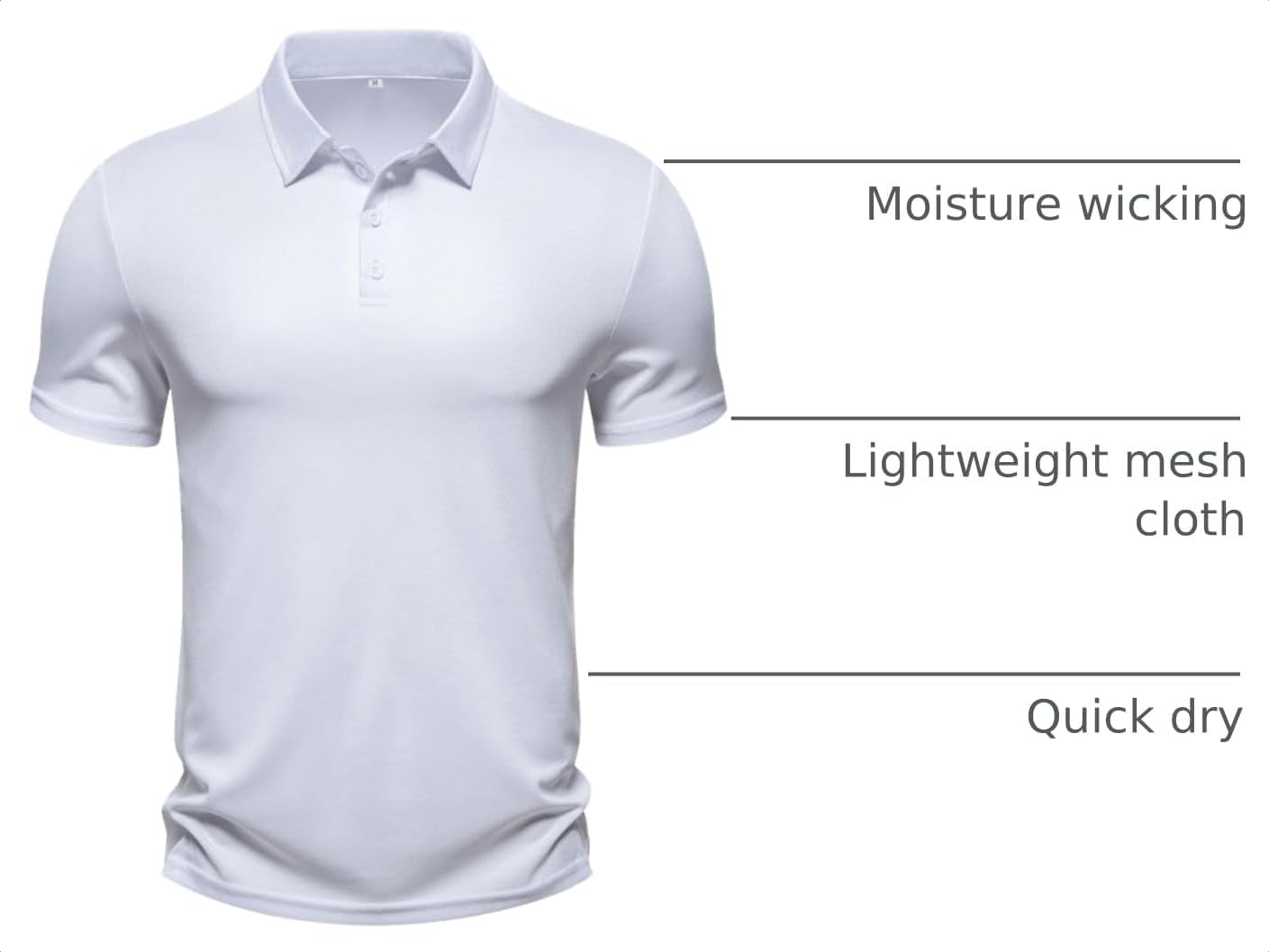 Men'S Performance Golf Polo Shirt Moisture Wicking Quick Dry Short Sleeve Polo Shirts for Men Casual Activewear