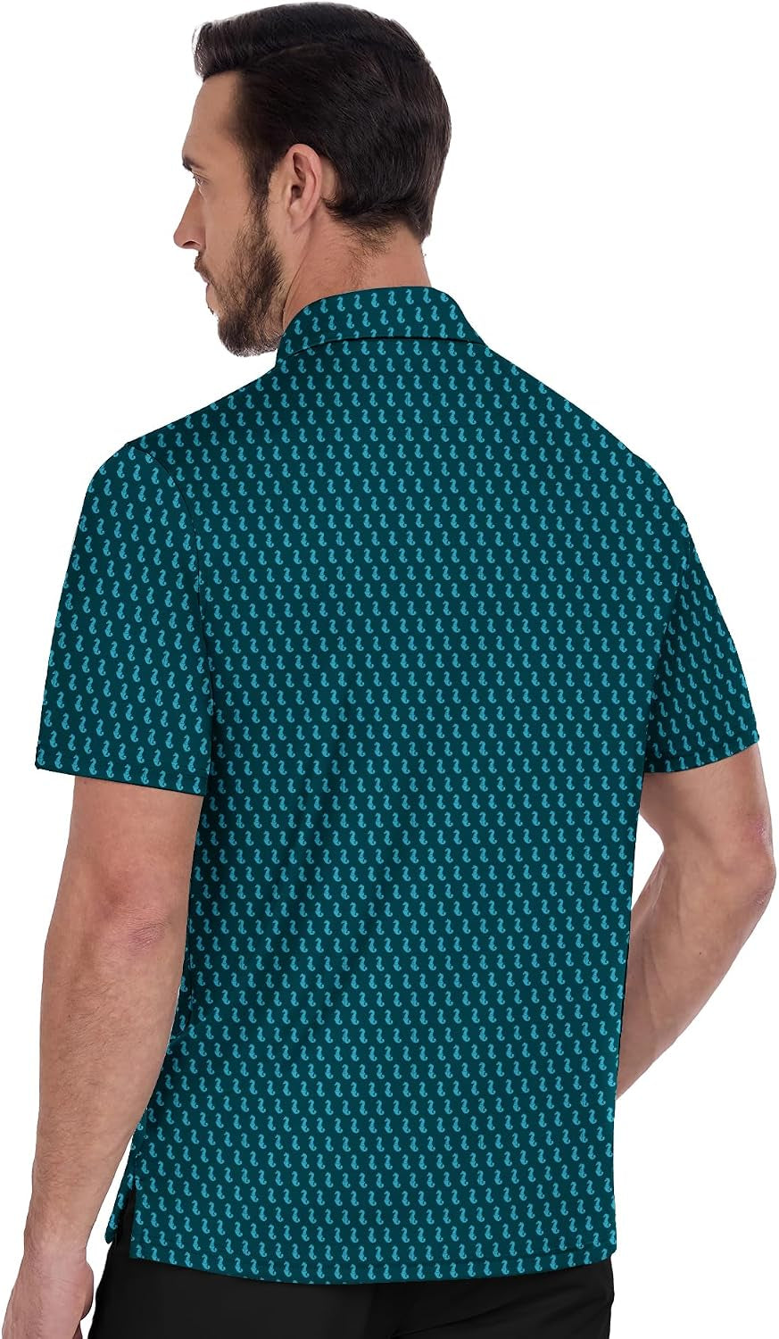Mens Golf Shirts Short Sleeve Print Patterns Performance Moisture Wicking Polo Shirt