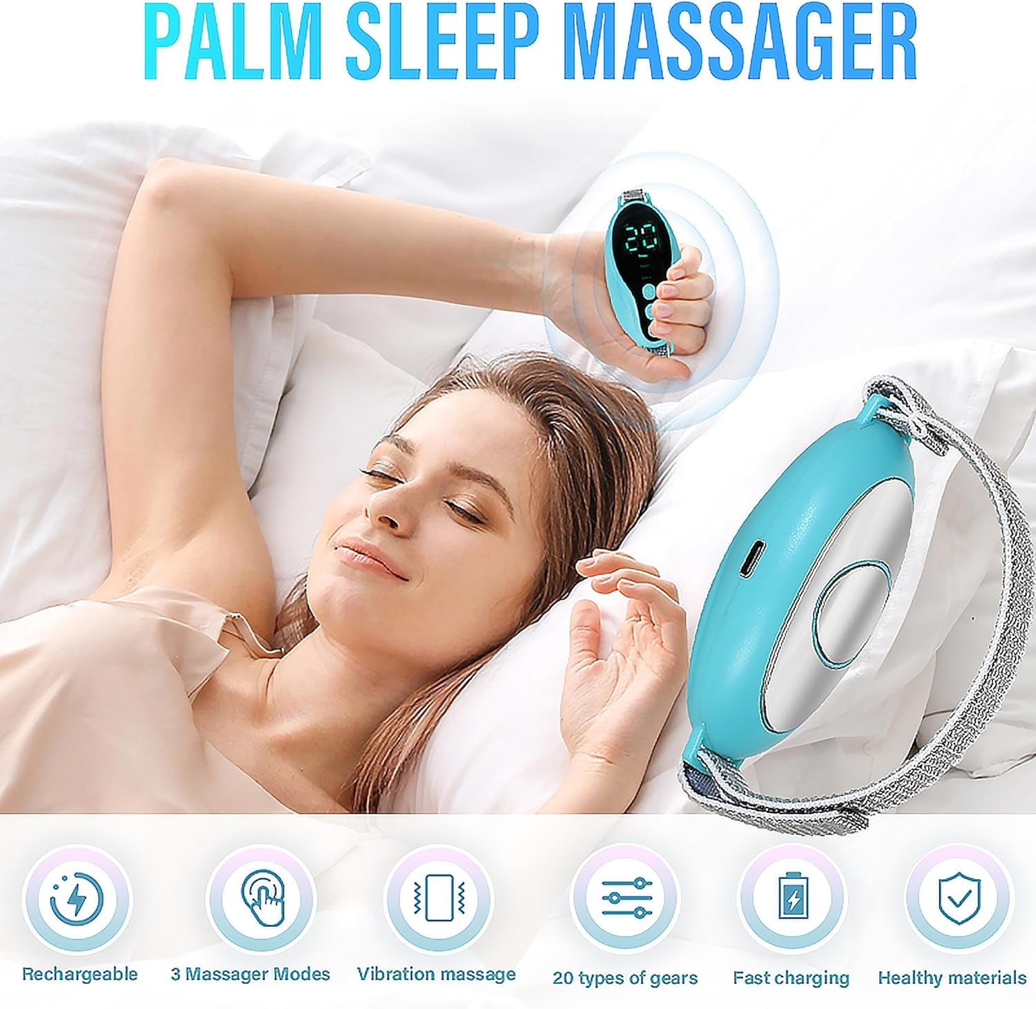 Handheld Sleep Aid Device, Palm Sleep Massage Anxiety Device | 3 Modes, Insomnia Relief, Microcurrent, Calm, Sleep Accessories, Relaxation Tools, Help