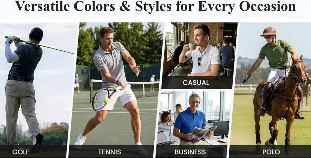 Mens Polo Shirt Performance Moisture Wicking Polo Shirts UPF 50 Golf Shirts for Men Quick Dry Casual Collared Shirt
