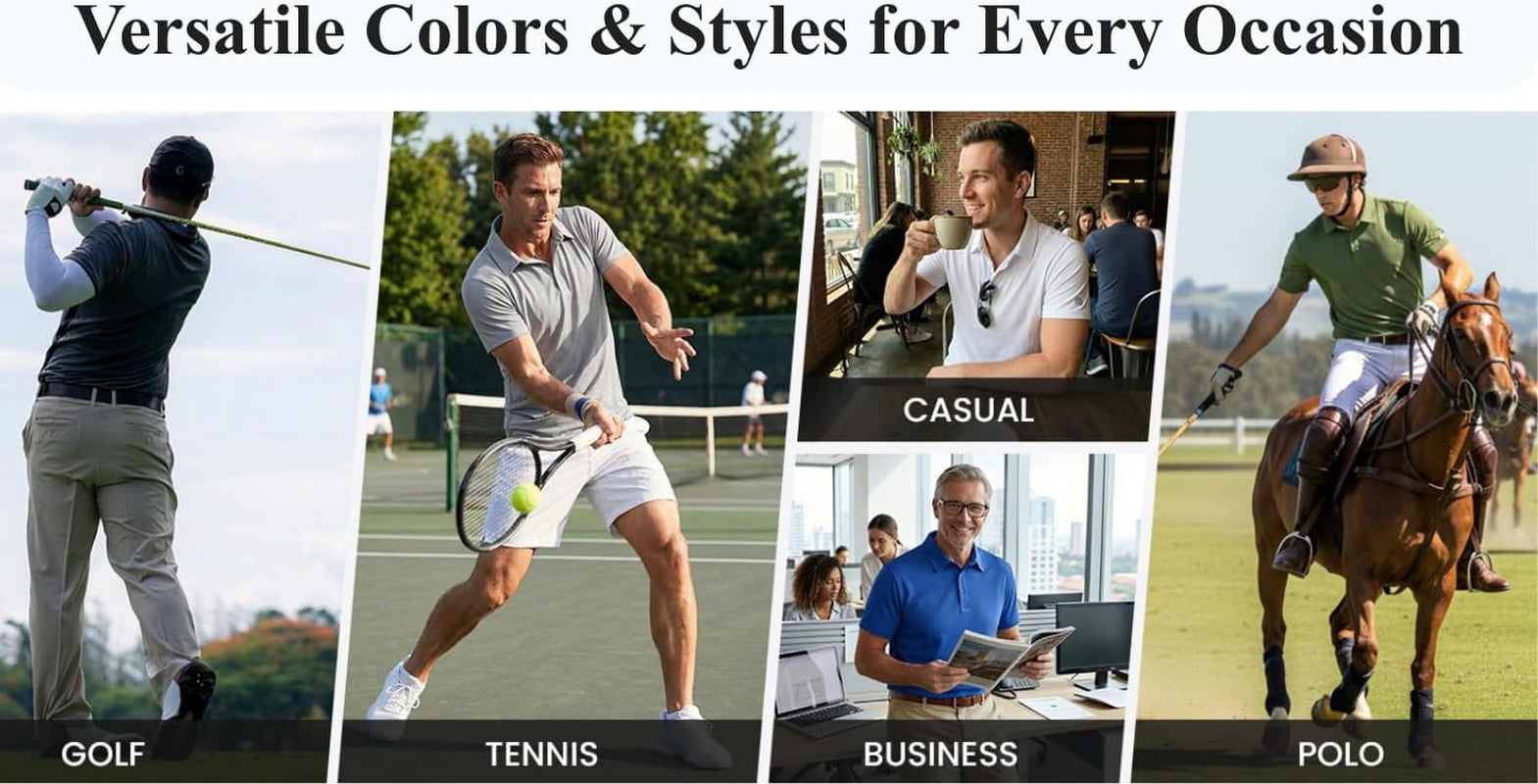 Mens Polo Shirt Performance Moisture Wicking Polo Shirts UPF 50 Golf Shirts for Men Quick Dry Casual Collared Shirt