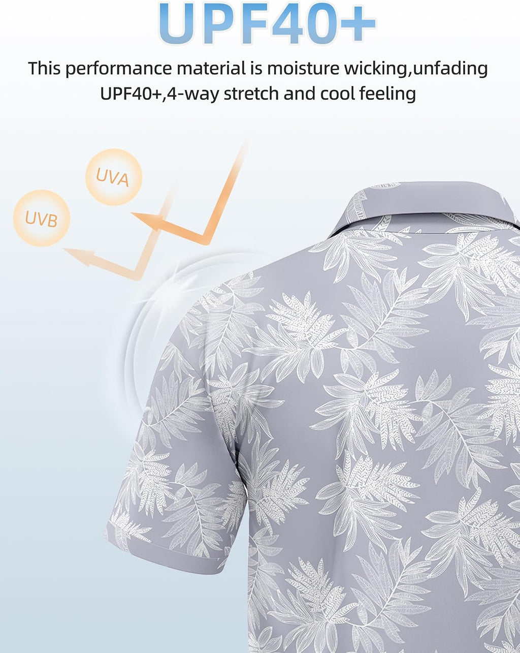 Golf Shirts for Men Printed Performance Moisture Wicking Short Sleeve Dry Fit Polo Shirts