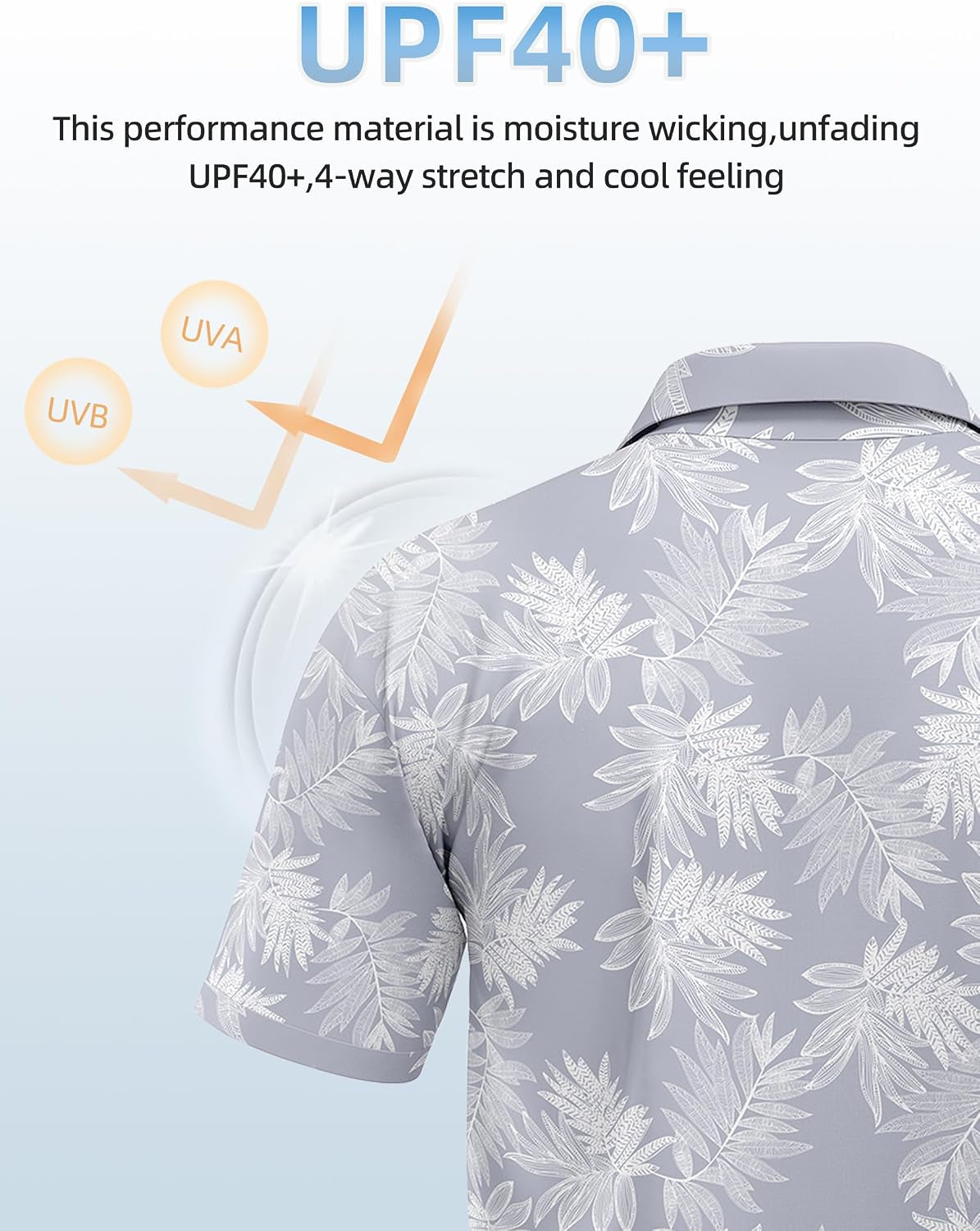Golf Shirts for Men Printed Performance Moisture Wicking Short Sleeve Dry Fit Polo Shirts