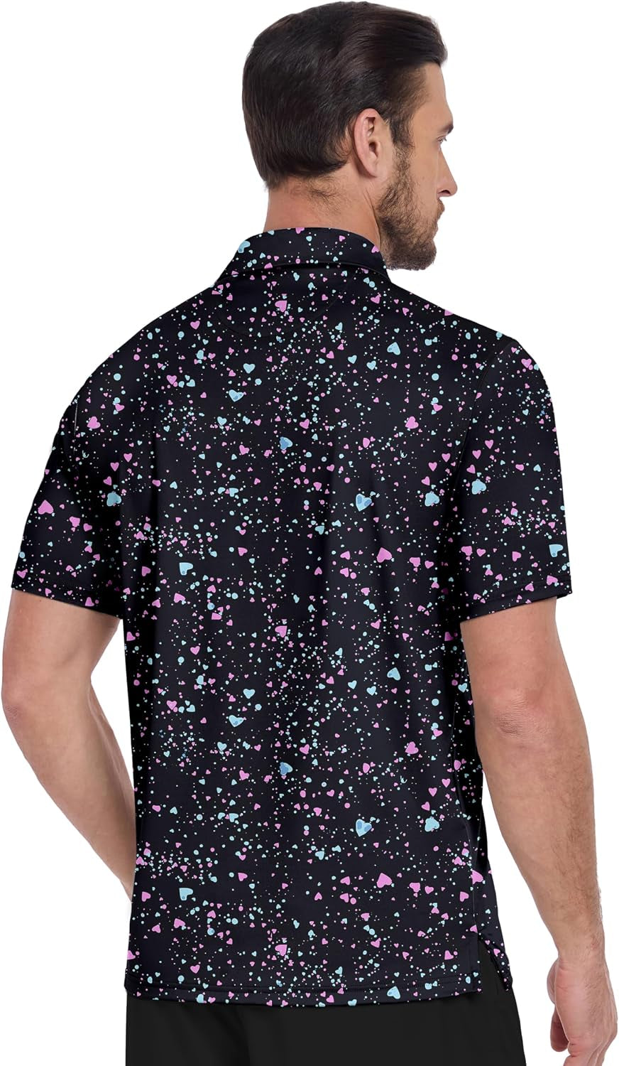 Mens Golf Shirt Short Sleeve Moisture Wicking Performance Daily Casual Print Patterns Collared Golf Polo Shirts for Men