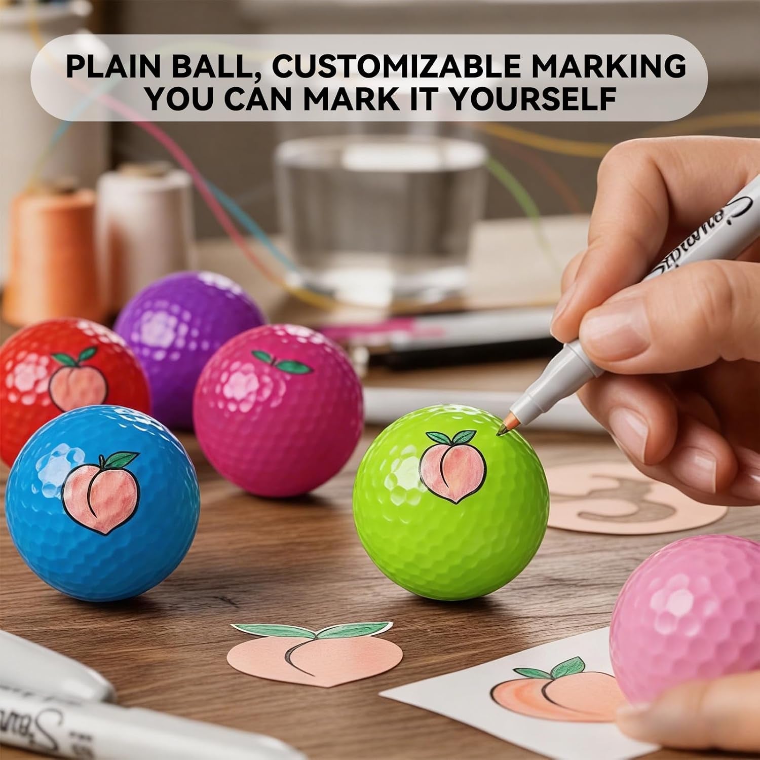 Blank Colored Golf Balls, No Logo No Markings, High Visibility Easy to Find, 2-Piece Distance Golf Balls for Practice Long Distance and High Launch Performance 3/6/12 Pcs